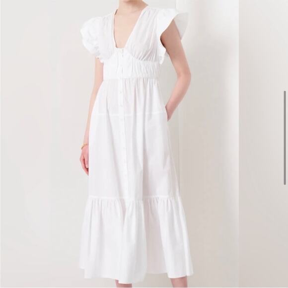 NWT Derek Lam 10 Crosby Greta Flutter Sleeve Dress in White - Picture 1 of 6